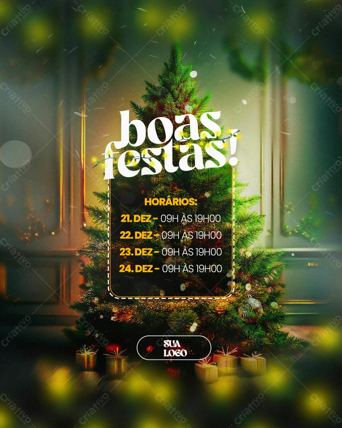 Flyer Natalino Boas Festas PSD Editável