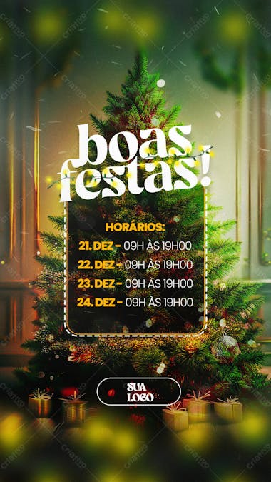 Feliz natal 25 de dezembro aviso informe horário comunidado social media psd editável