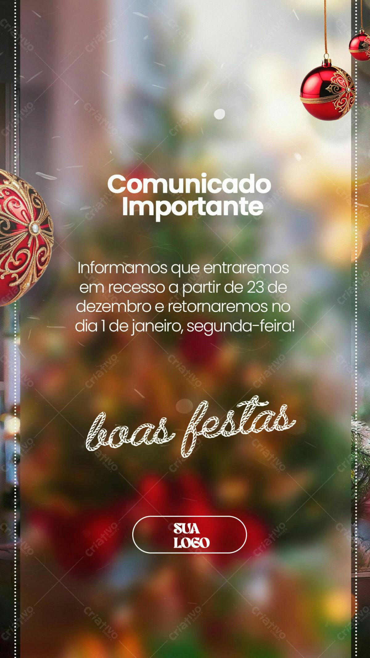 Comunicado de Fim de Ano PSD Editável