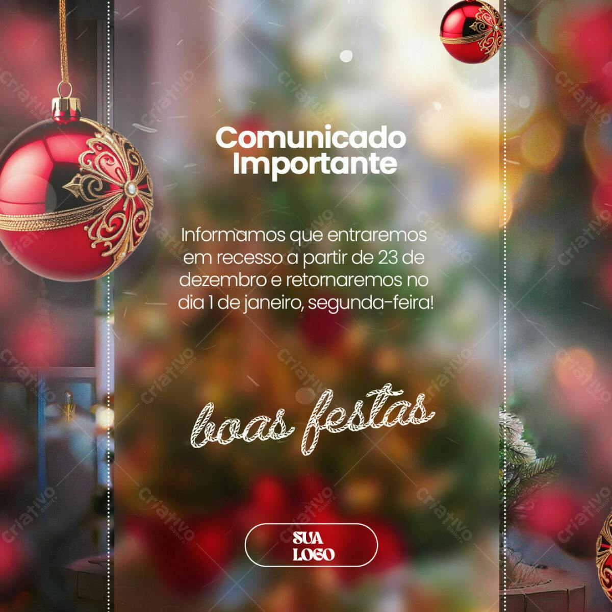 Postagem de Boas Festas PSD Editável