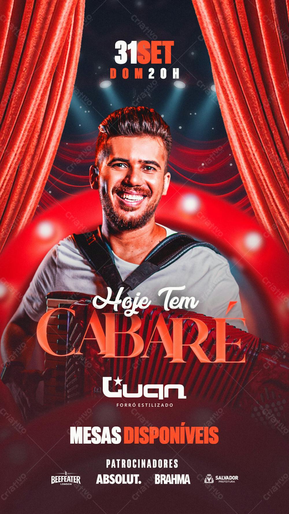 Flyer Evento Hoje Tem Cabaré Story