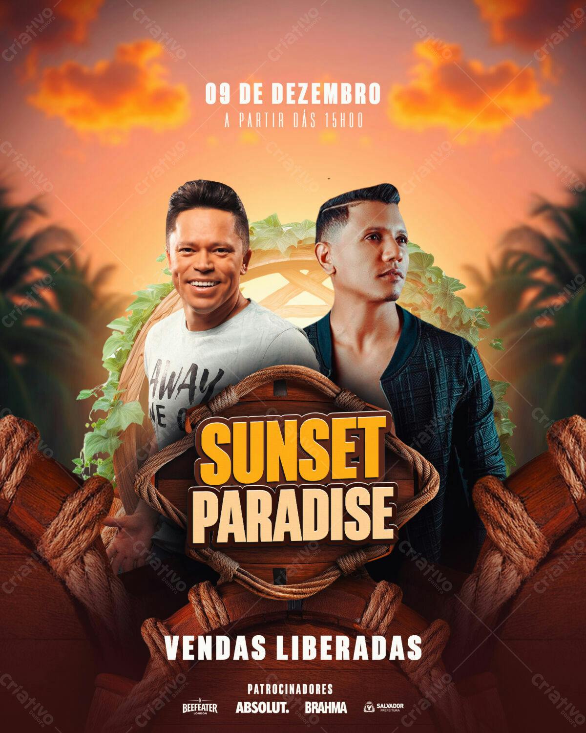 Flyer Festa Sunset Paradise PSD Editável