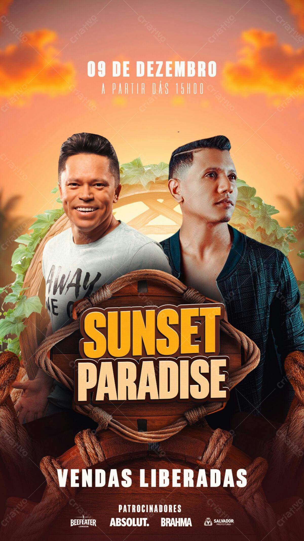 Flyer Sunset Paradise PSD Editável
