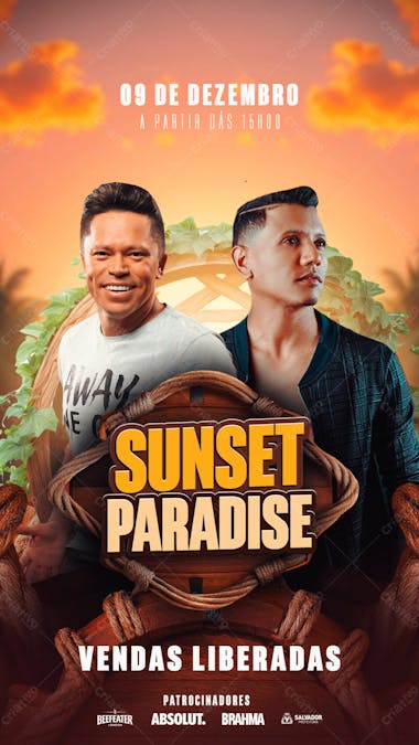 Flyer evento sunset paradise story