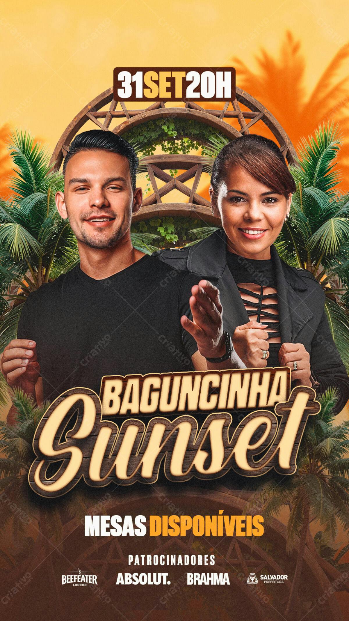 Flyer para Festa Baguncinha Sunset PSD Editável
