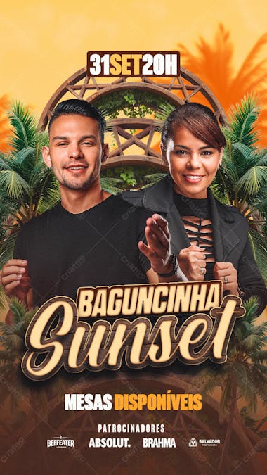 Flyer evento baguncinha sunset story