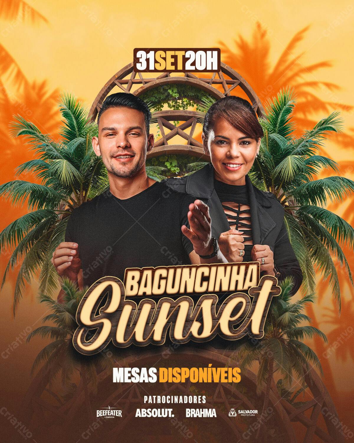 Flyer para Festa Baguncinha Sunset PSD Editável