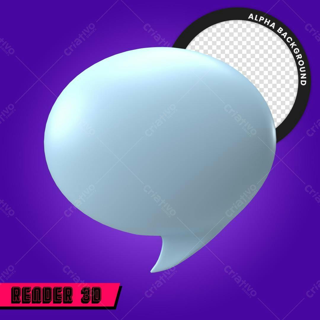 Selo 3D Balão de Conversa Azul Claro