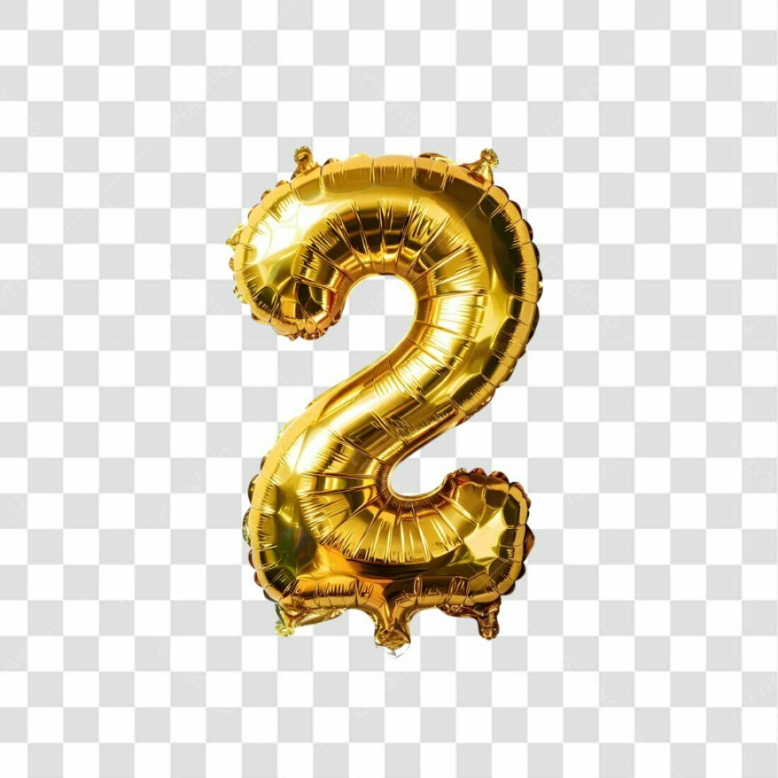 Icone Número 2 aniversário dourado PNG com fundo transparente