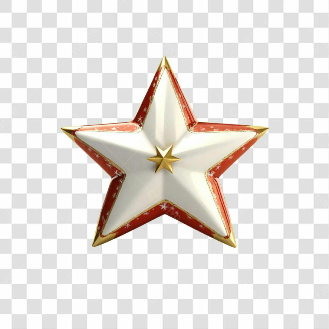 Icone Natal Estrela Vermelha e Branca PNG com fundo transparente