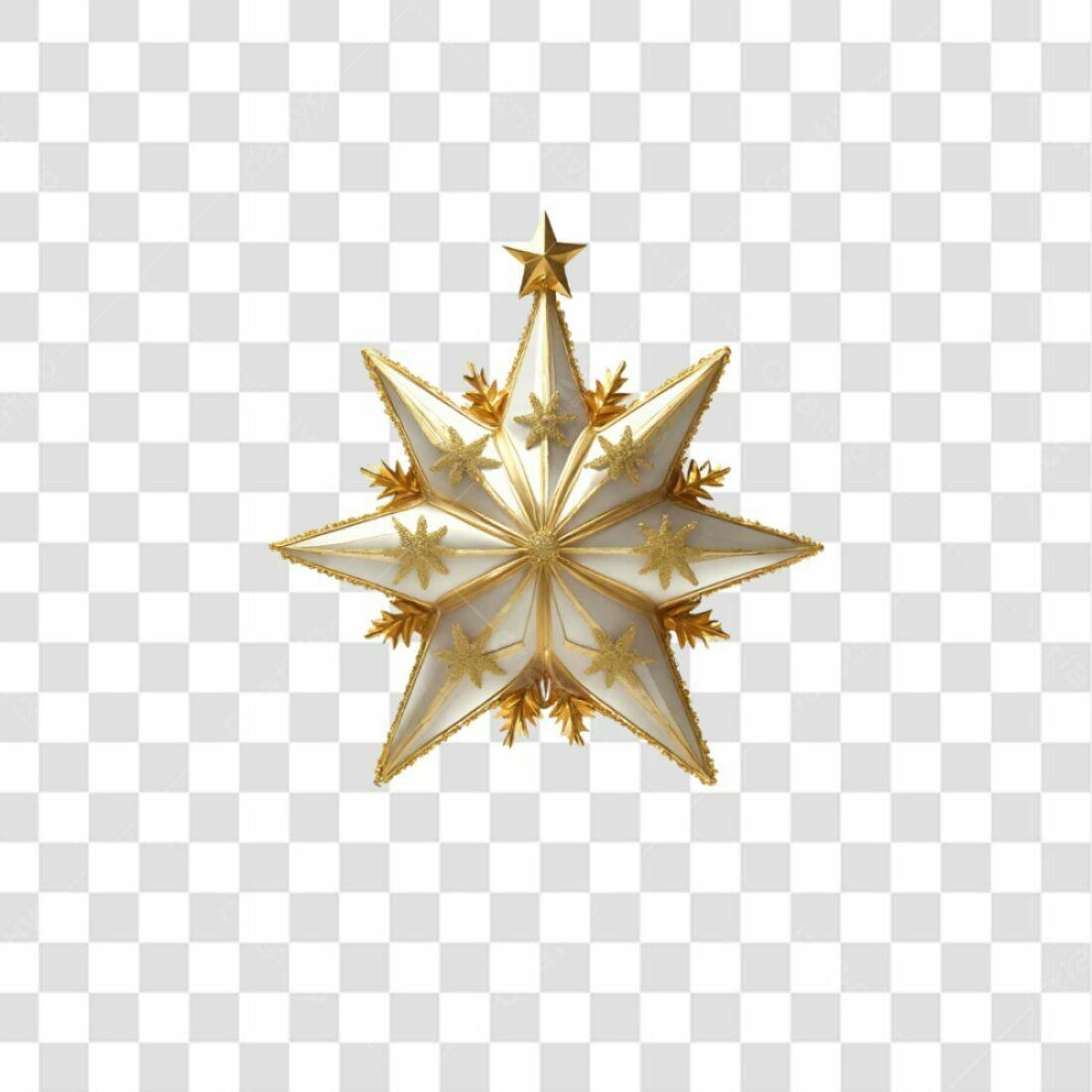 Icone Natalino Estrela Ouro e Branco PNG com fundo transparente