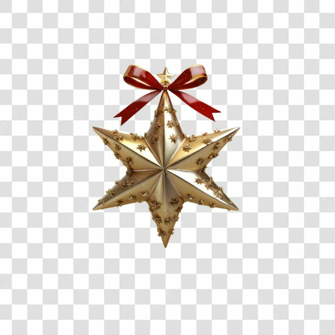 Enfeite Natalino Estrela Dourada PNG com fundo transparente