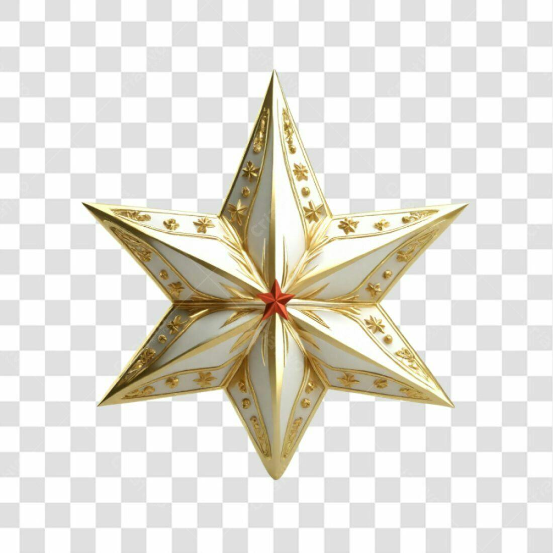 Icone Natalino Estrela Ouro e Branco PNG com fundo transparente