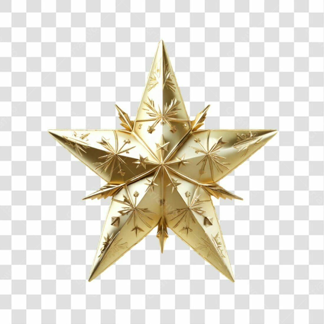 Icone Natalino Estrela Dourada PNG com fundo transparente