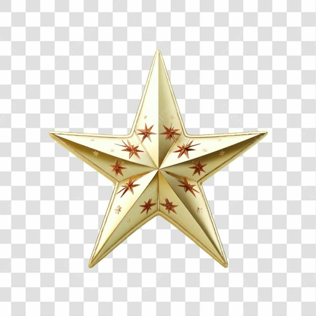 Icone Natal Estrela Dourada PNG com fundo transparente