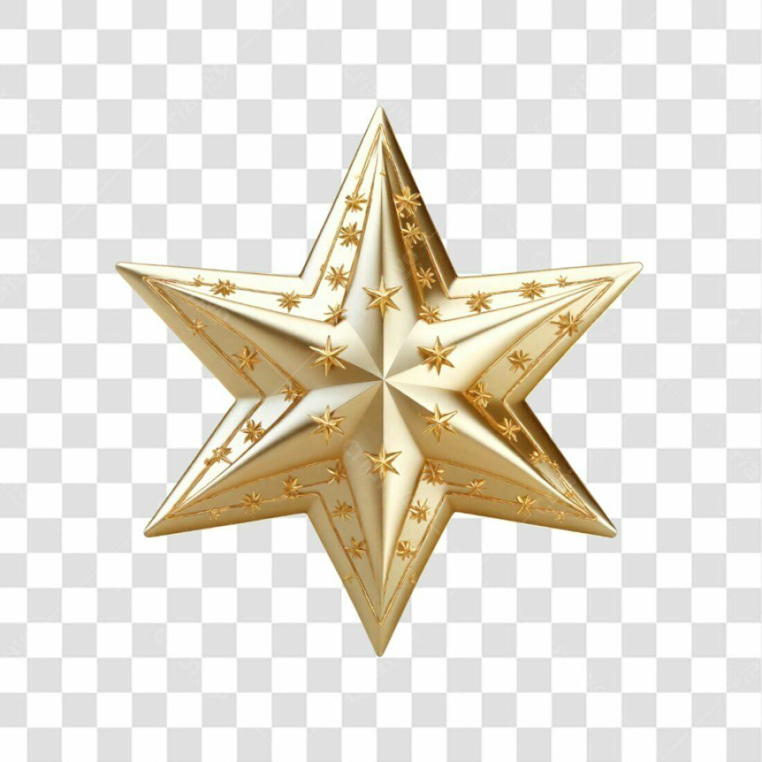 Icone Natal Estrela Dourada PNG com fundo transparente