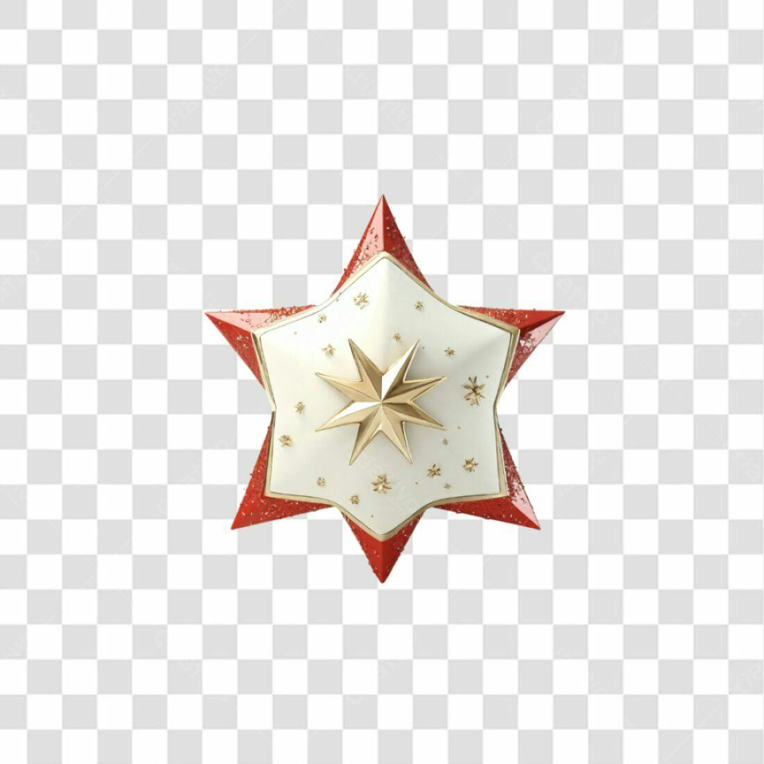 Icone Natalino Estrela Vermelha e Dourada PNG com fundo transparente