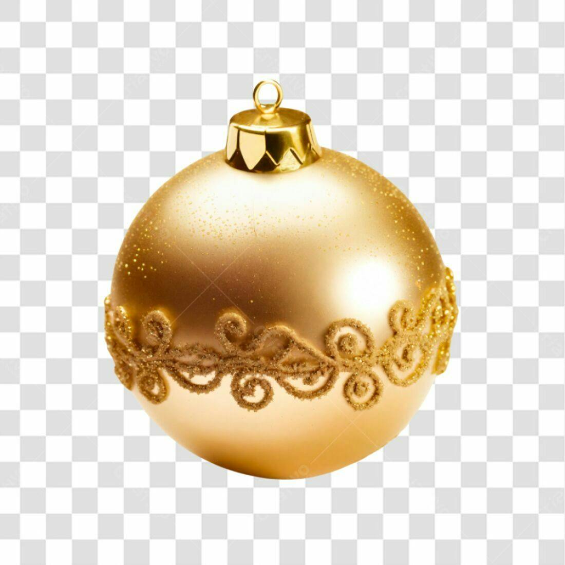 Enfeite Natal Dourado PNG com fundo transparente
