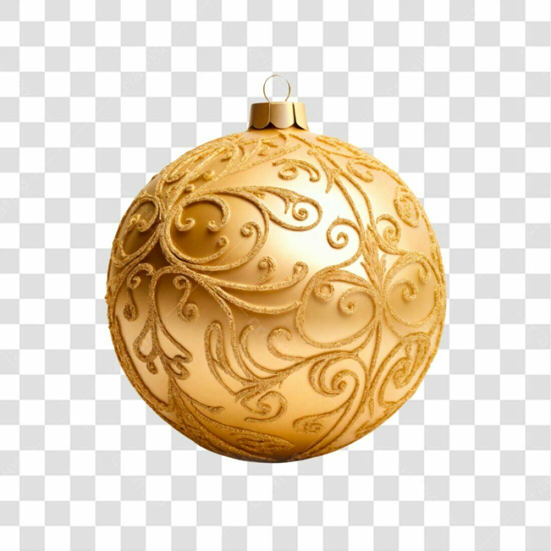 Enfeite Natalino Dourado PNG com fundo transparente
