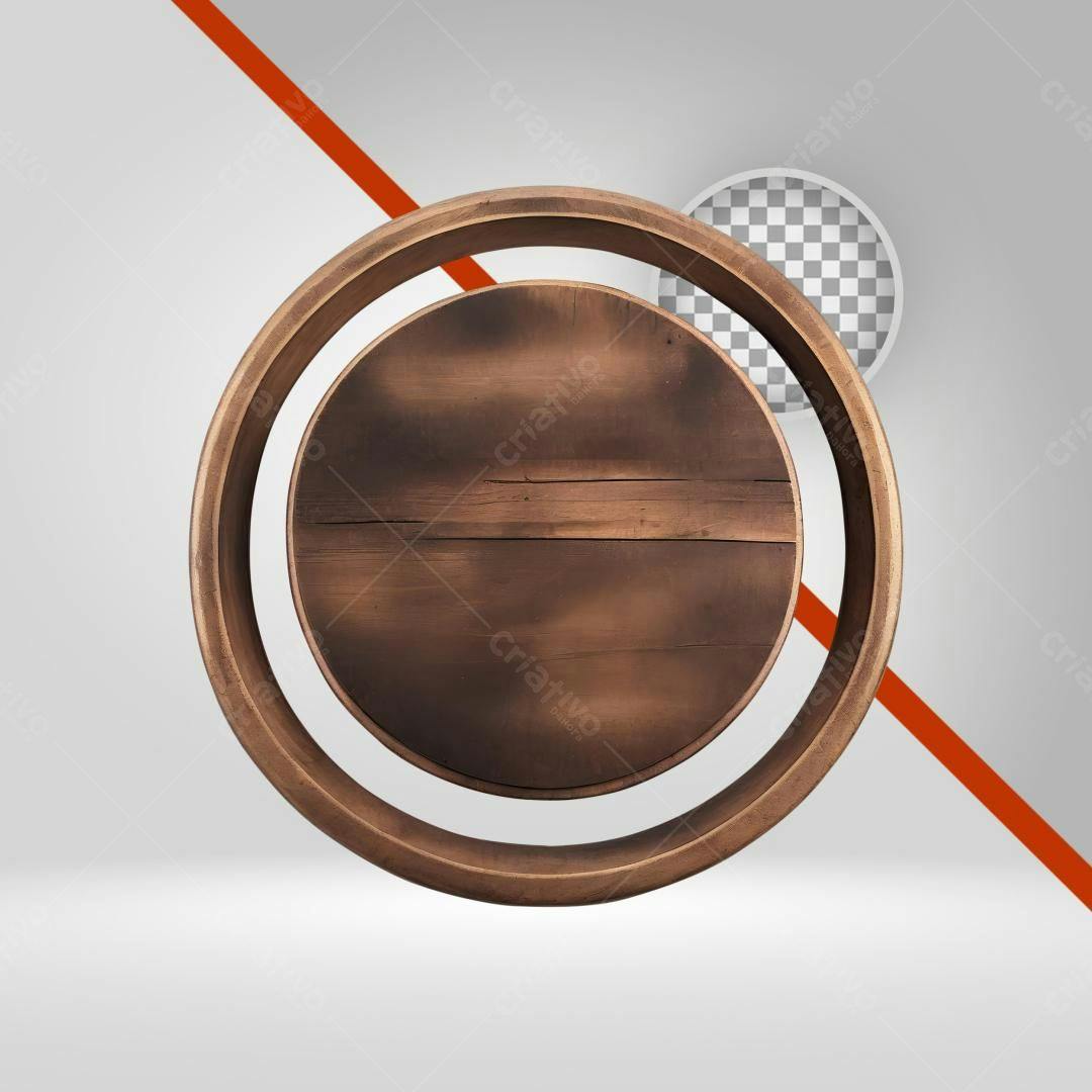 Moldura Circular em Madeira PNG com fundo transparente