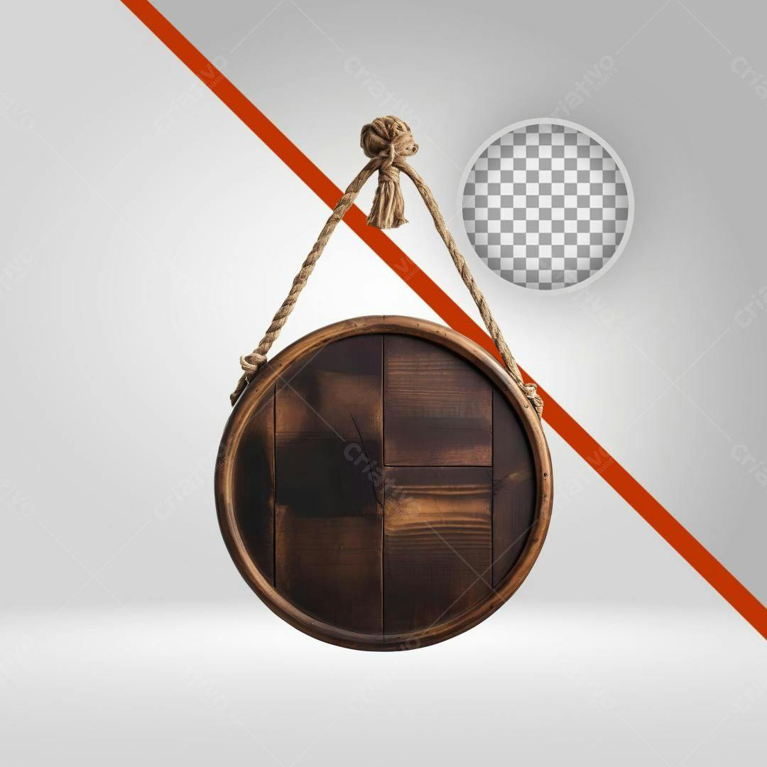 Moldura Circular de Madeira PNG com fundo transparente