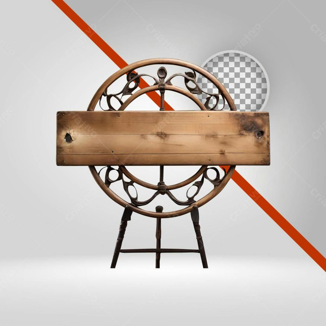 Placa de madeira vintage PNG com fundo transparente