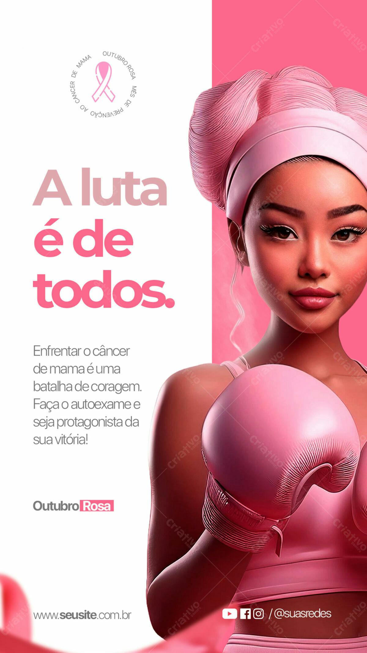Poster Outubro Rosa PSD Editável