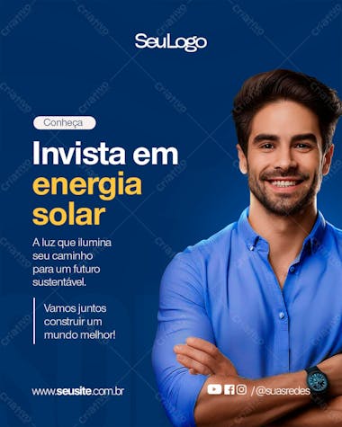 Energia solar invista em energia solar social media psd editavel