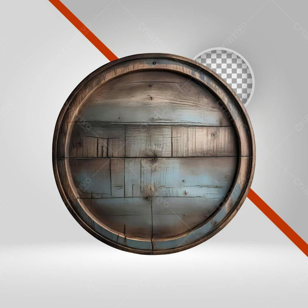Selo redondo madeira PNG com fundo transparente