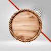 Wooden circle, sisal rope, elliptical wooden plaque