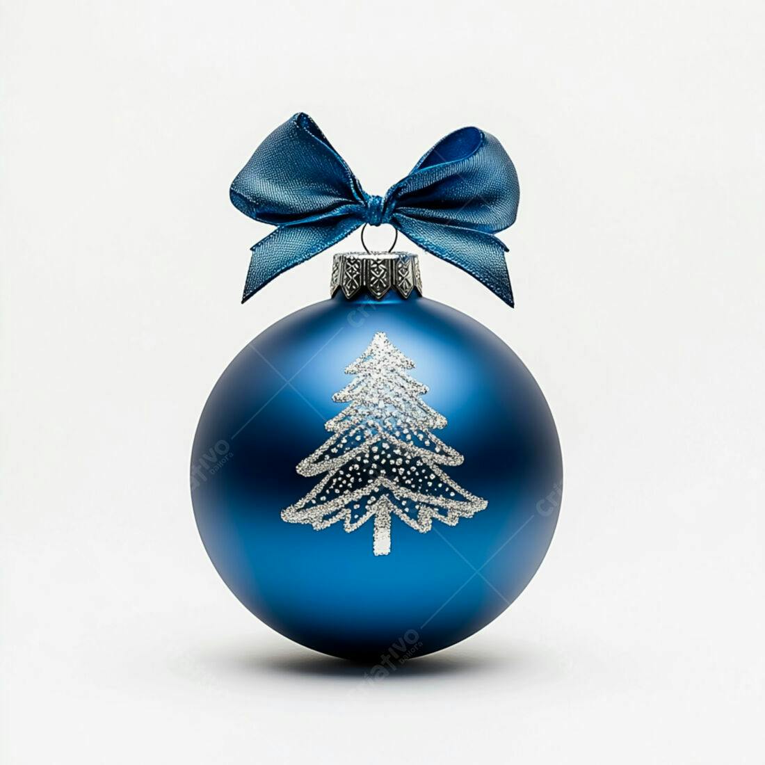 Enfeite de Natal azul com árvore de prata