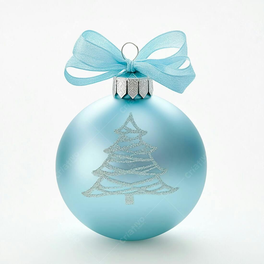 Enfeite de Natal azul claro com laço