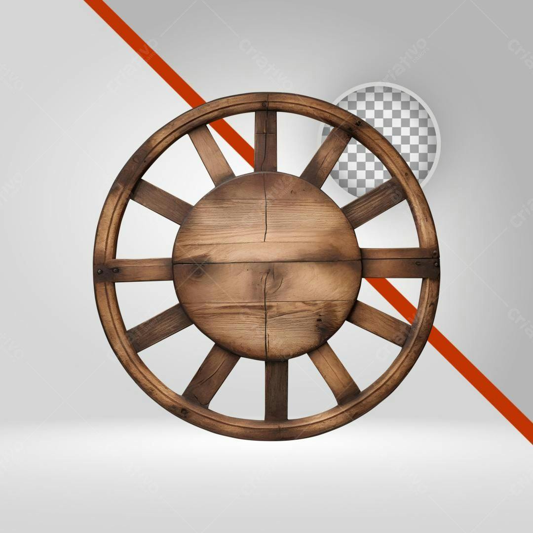 Icone Roda de Carroça Madeira PNG com fundo transparente