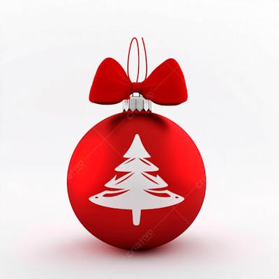 Enfeite De Natal Uma Bola Vermelha Sobre Um Fundo Branco