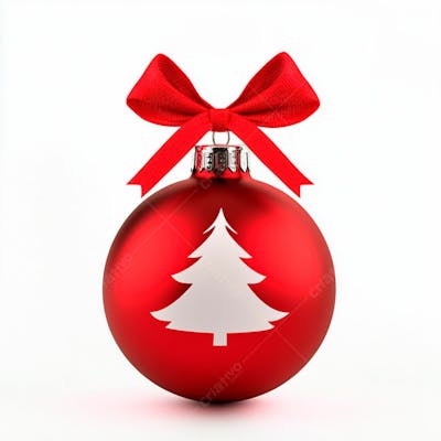Enfeite De Natal Uma Bola Vermelha Sobre Um Fundo Branco