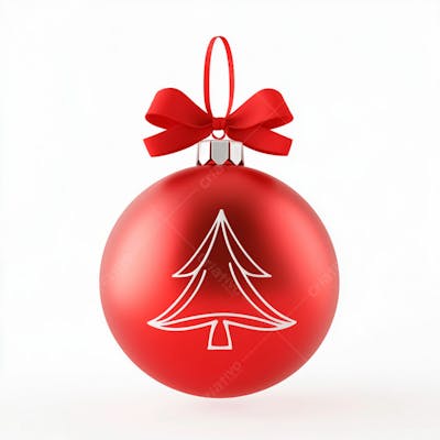 Enfeite De Natal Uma Bola Vermelha Sobre Um Fundo Branco