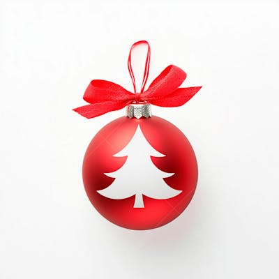 Enfeite De Natal Uma Bola Vermelha Sobre Um Fundo Branco