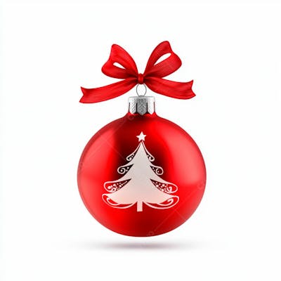 Enfeite De Natal Uma Bola Vermelha Sobre Um Fundo Branco