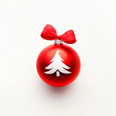 Enfeite De Natal Uma Bola Vermelha Sobre Um Fundo Branco