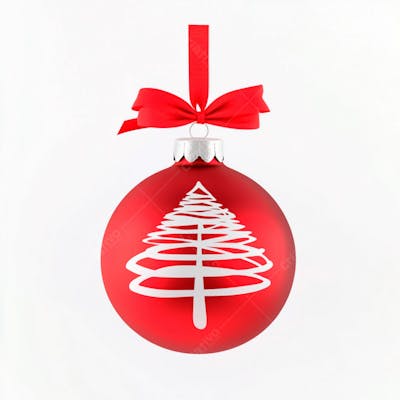 Enfeite De Natal Uma Bola Vermelha Sobre Um Fundo Branco