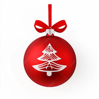Enfeite De Natal Uma Bola Vermelha Sobre Um Fundo Branco