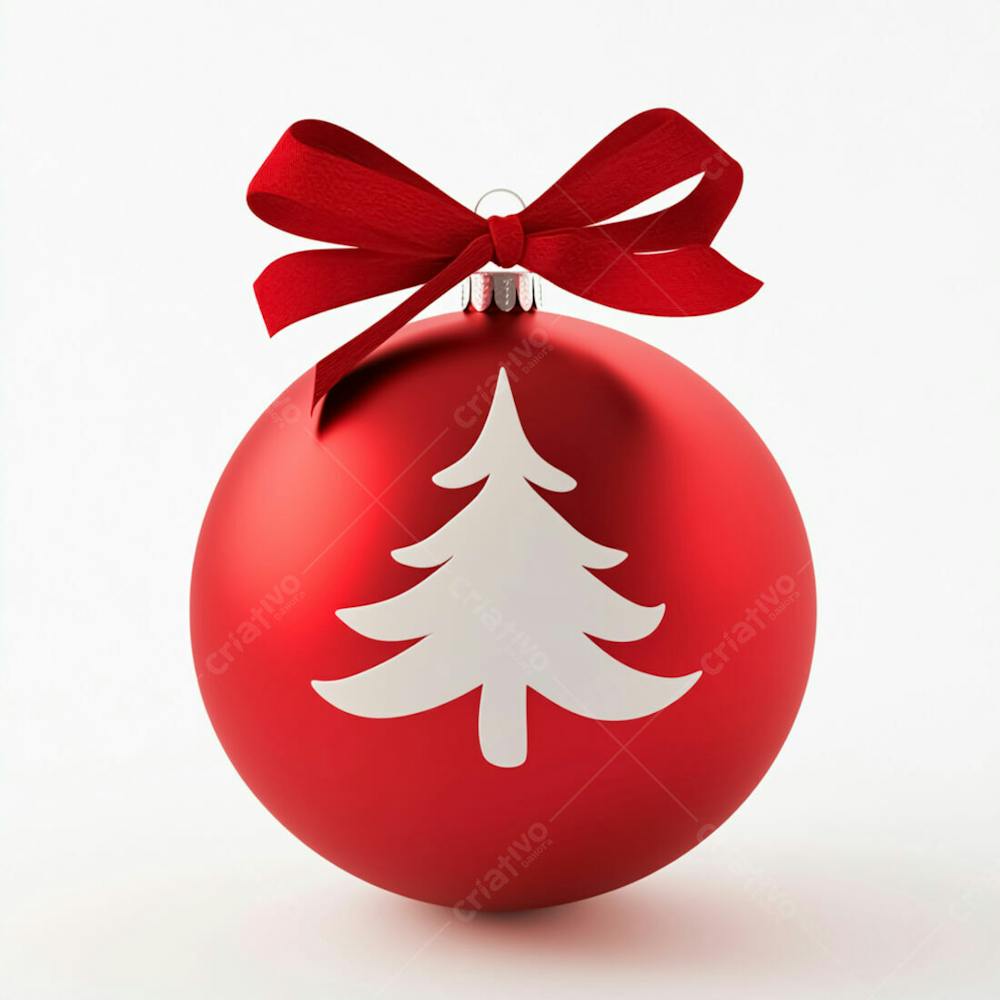 Enfeite De Natal Uma Bola Vermelha Sobre Um Fundo Branco