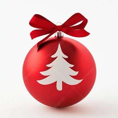 Enfeite De Natal Uma Bola Vermelha Sobre Um Fundo Branco