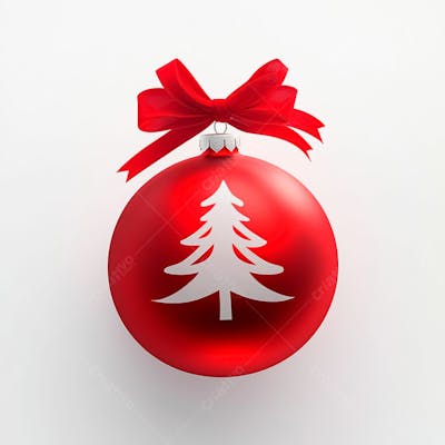 Enfeite De Natal Uma Bola Vermelha Sobre Um Fundo Branco