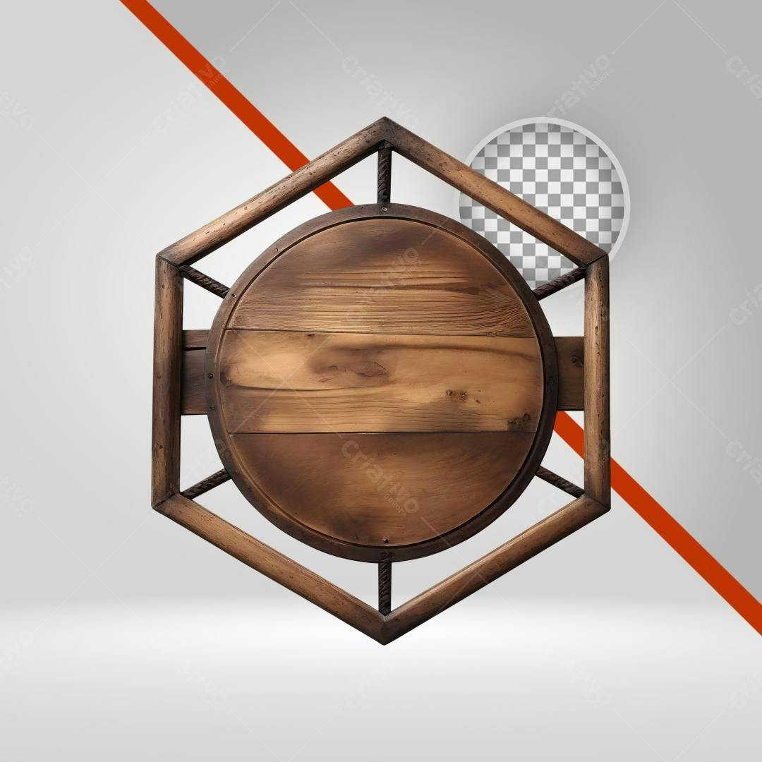 Selo de madeira PNG com fundo transparente