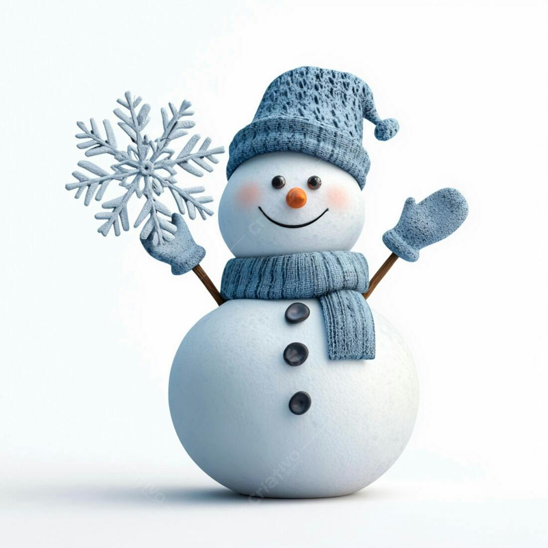 Boneco de neve alegre com floco de neve