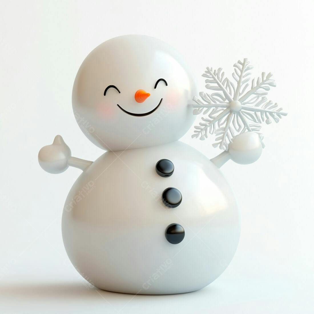 Boneco de neve feliz com floco de neve