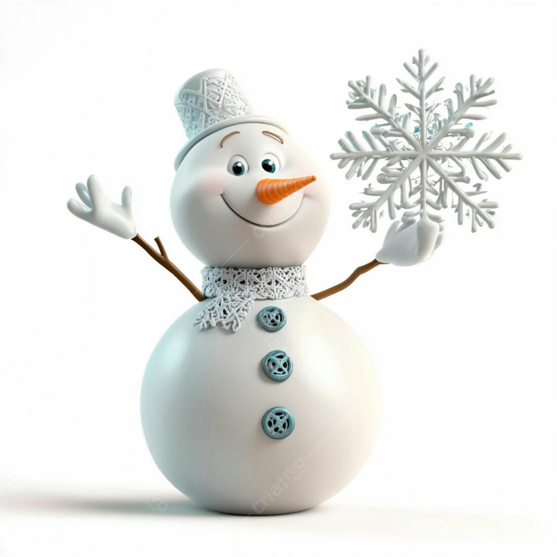 Boneco de neve alegre com floco de neve