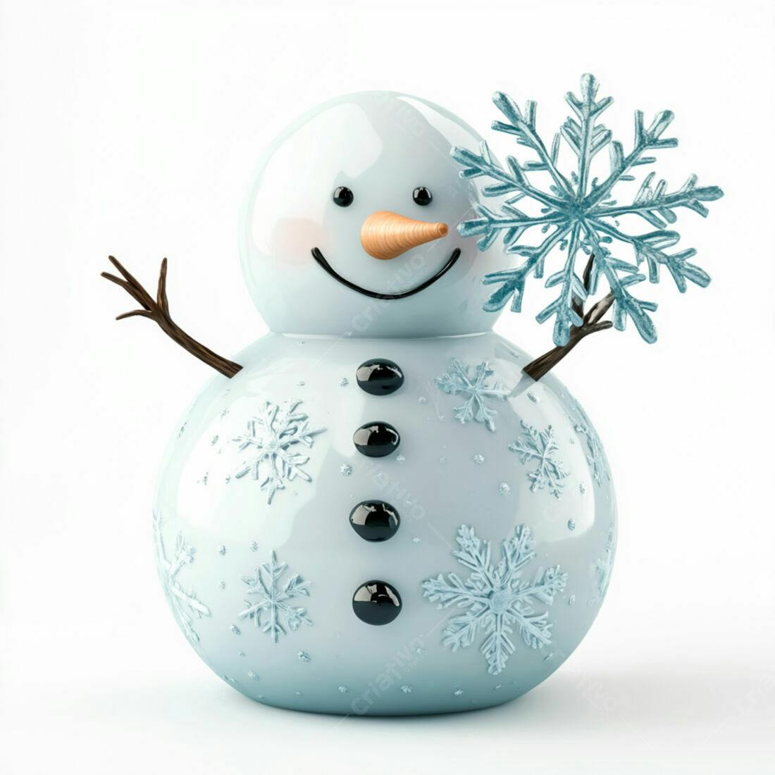 Boneco de neve azul com floco de neve