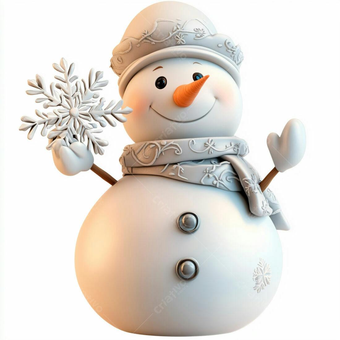 Boneco de neve alegre com floco de neve